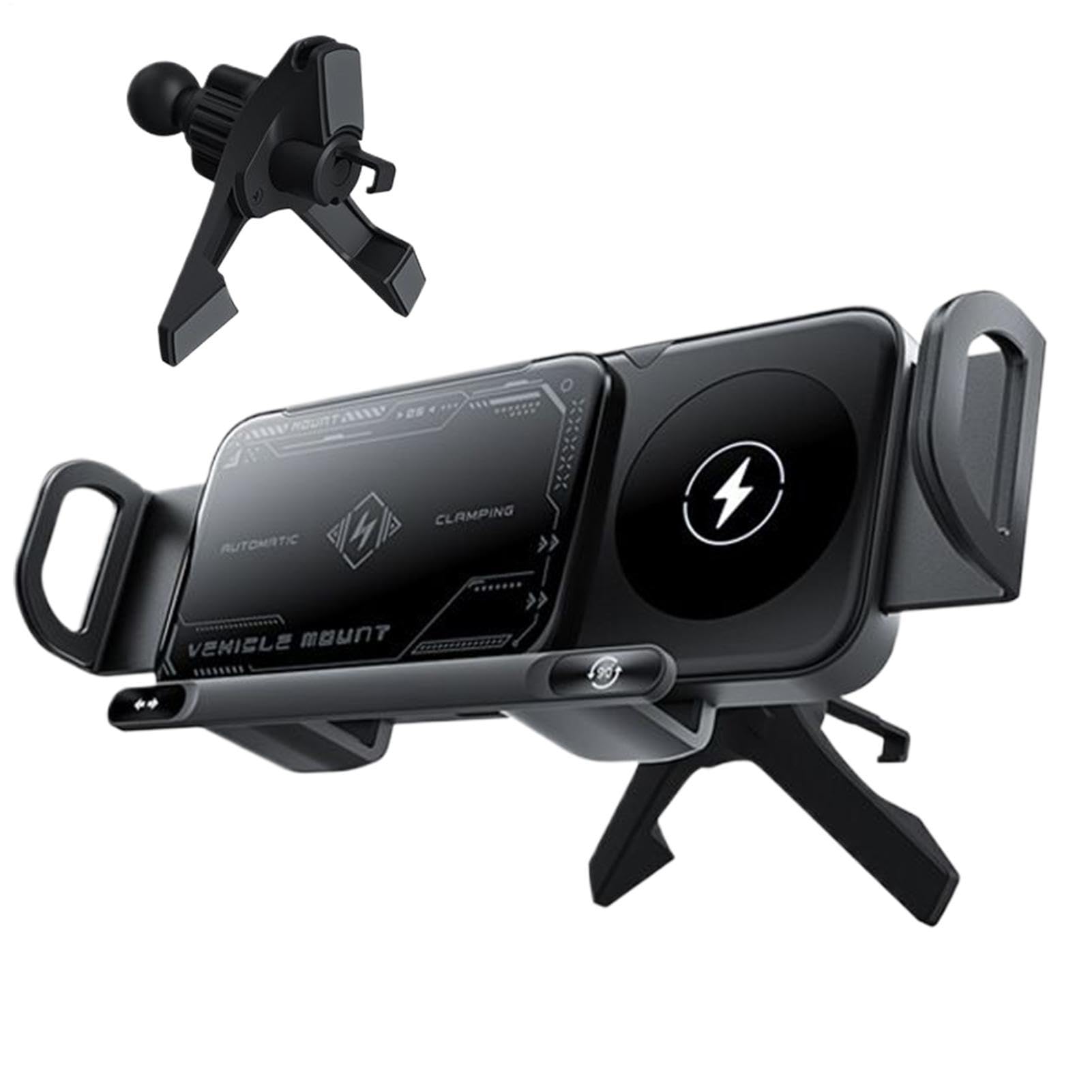 Caricatore Wireless Auto Porta Cellulare Veicolo | Dispositivo Ricarica Rapida 15W Doppia Bobina per Auto e SUV