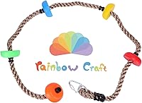 Rainbow Craft 6.5ft Colorful Kids Ninja Climbing Rope with 5 Knotted Holds - Obstacle Course Swing Set Accessory