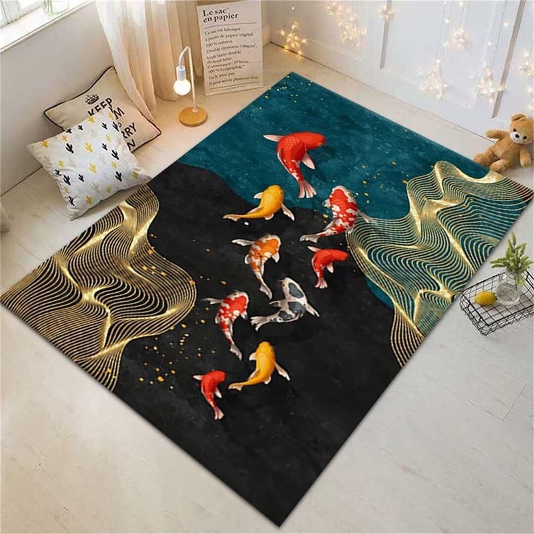 Tapis enfant bleu 80x160cm lavable avec motif animal 3D moderne pour chambre