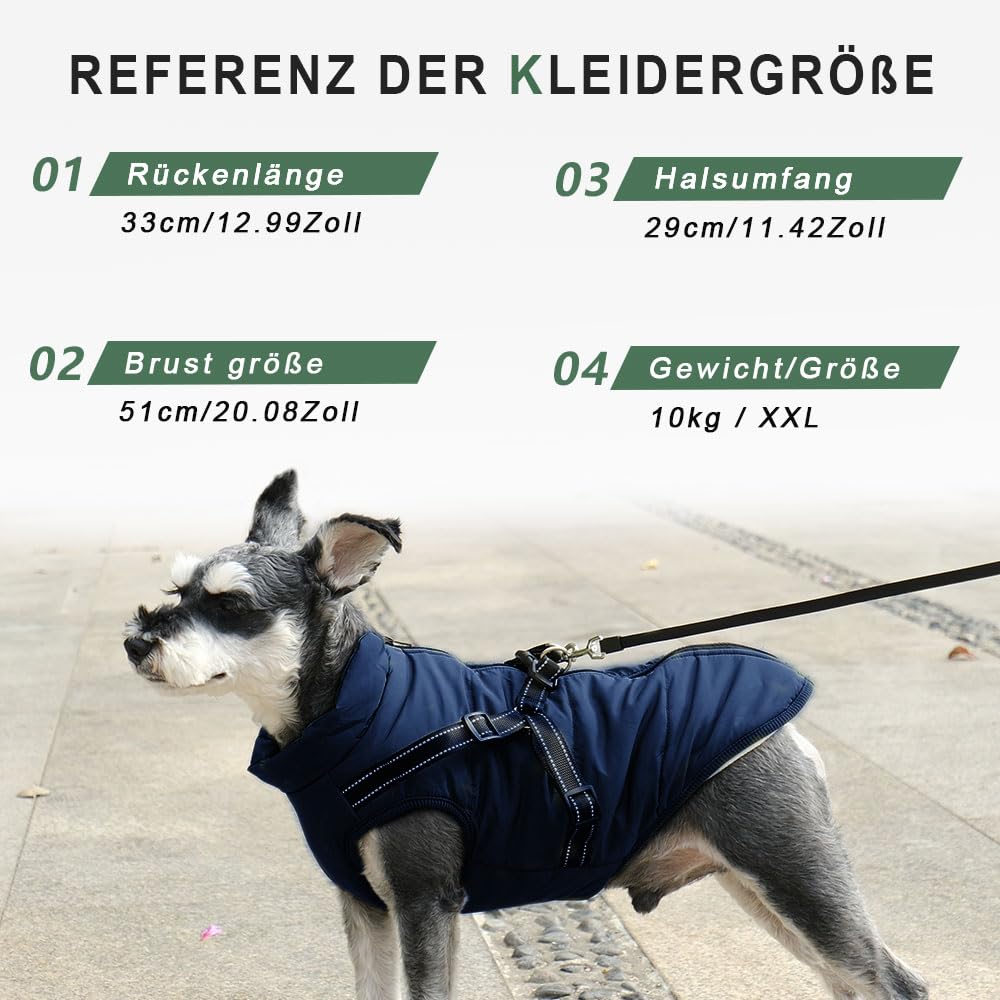 Voarge Hondenjas, wintervest, jassen, hondenjas met tuigje voor