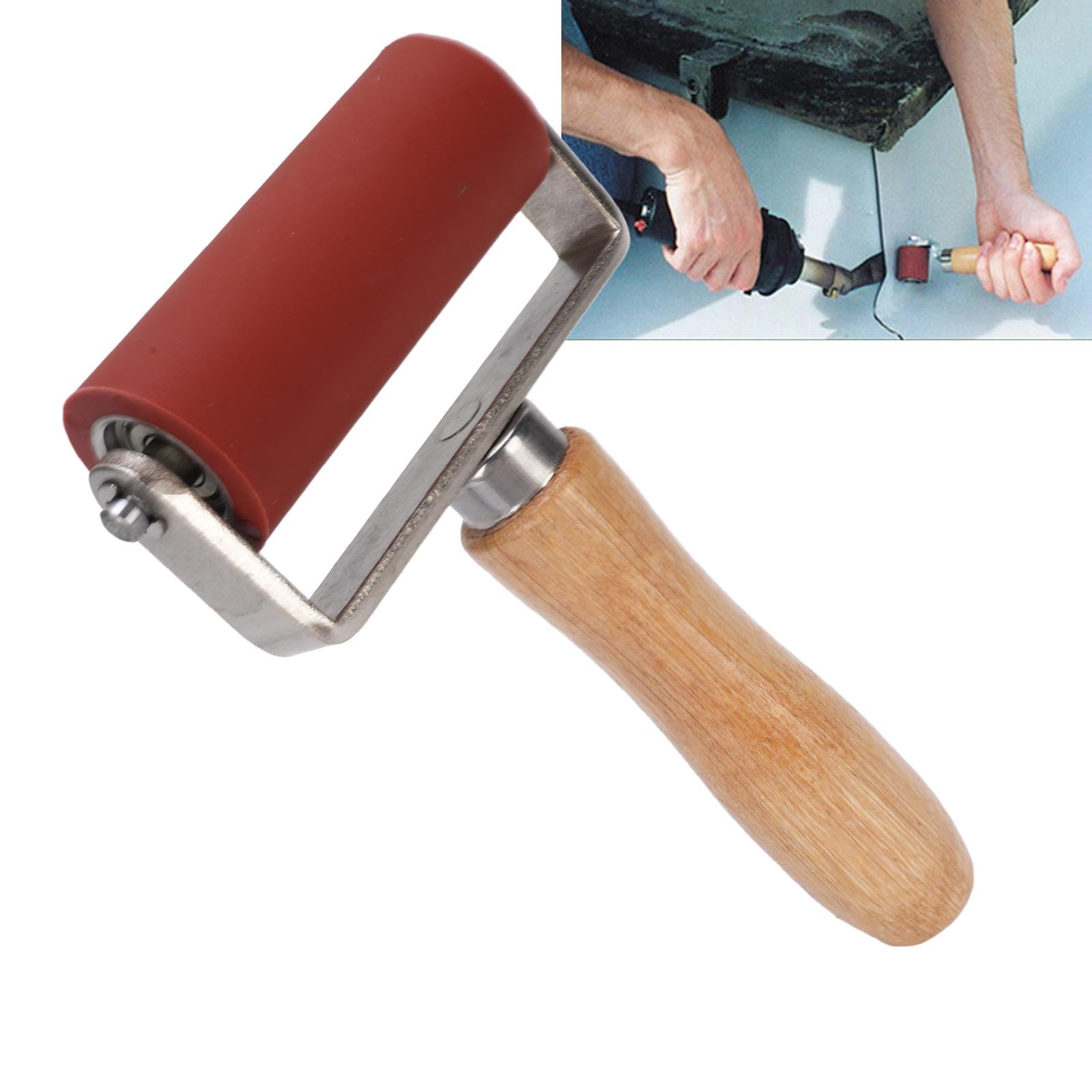 Rouleau Presseur en Silicone, Rouleau à Rouleau en Silicone, Rouleau à Pression, Rouleau à Main en Silicone, 32 Mm Dia 80 Mm de Largeur Haute Température 260 ℃ avec Conception à Double Roulement