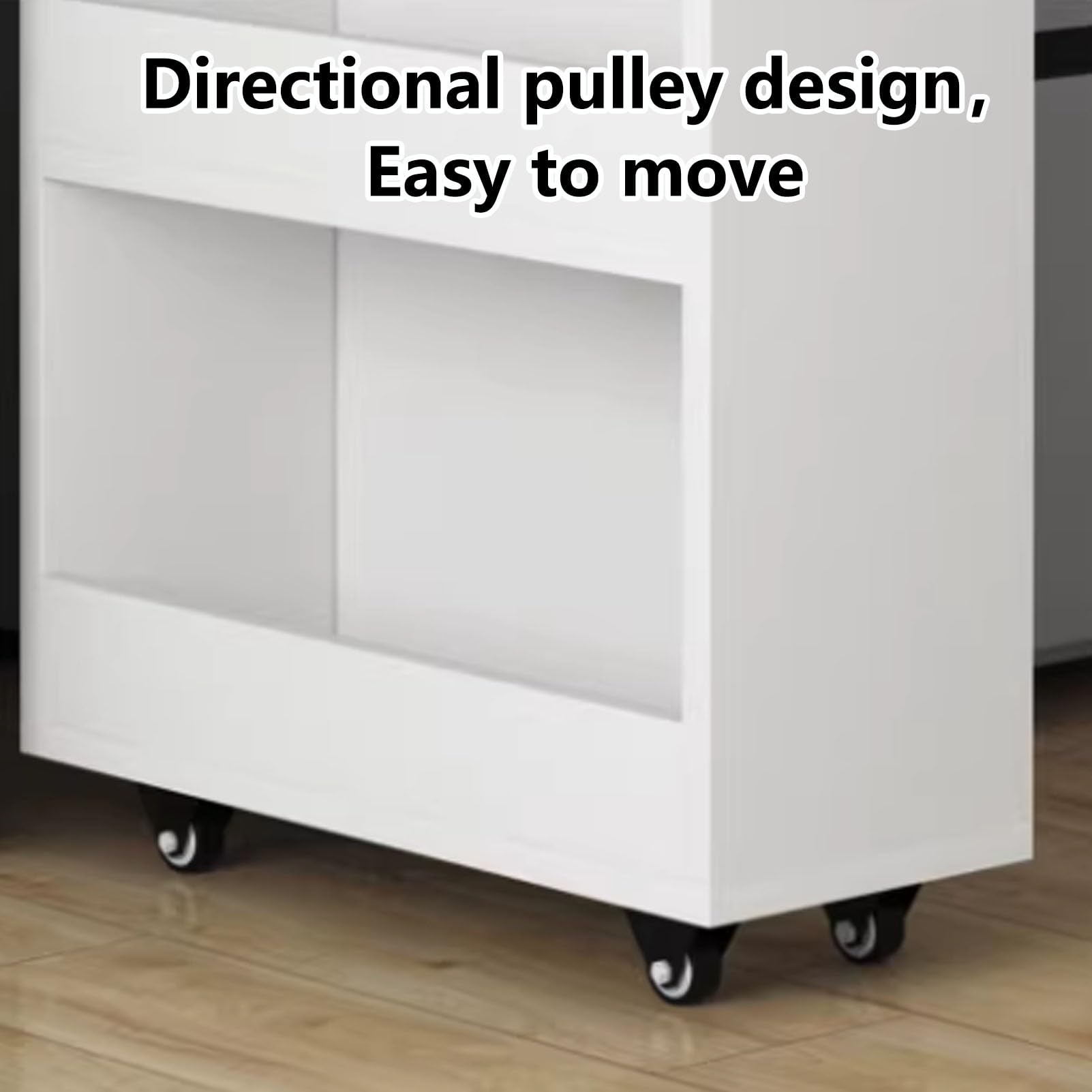 Carrito delgado de 4 niveles con estantes de madera, versátil nizer para cocina, color marrón (47 x 10 x 22 pulgadas) junto al refrirador