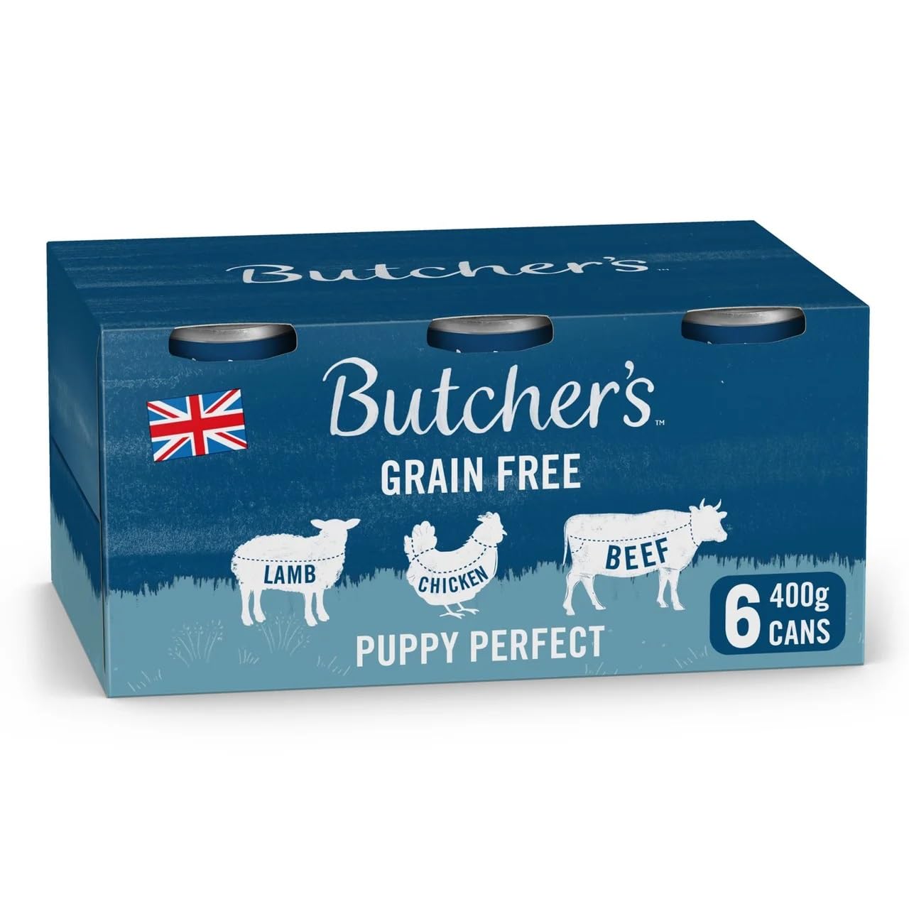 Butcher's Puppy Perfect Dog Food Tins 24 x 400g Lamb , Chicken, Beef