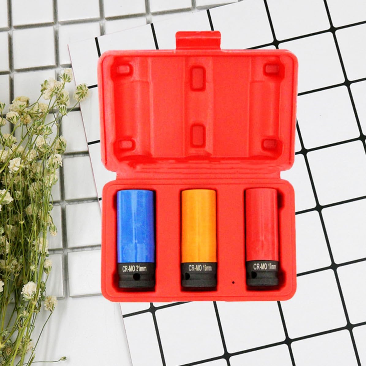 SECFOU 3pcs Color Sleeve Wheel Nut Set 17mm 19mm 21mm Alloy Thin Wall