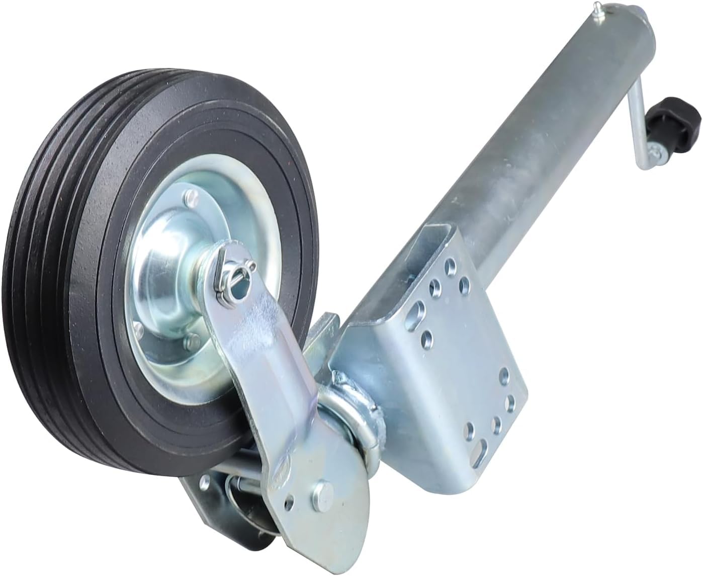 NBJINGYI Anhänger Stützrad 400kg - Ø 60mm Ersatz-Stützrad mit Pannensicherem Vollgummi-Reifen & Stahlfelge, Dickwandiges Verzinktes Stahlrohr, Rangierhilfe für Wohnwagen, Bootstrailer