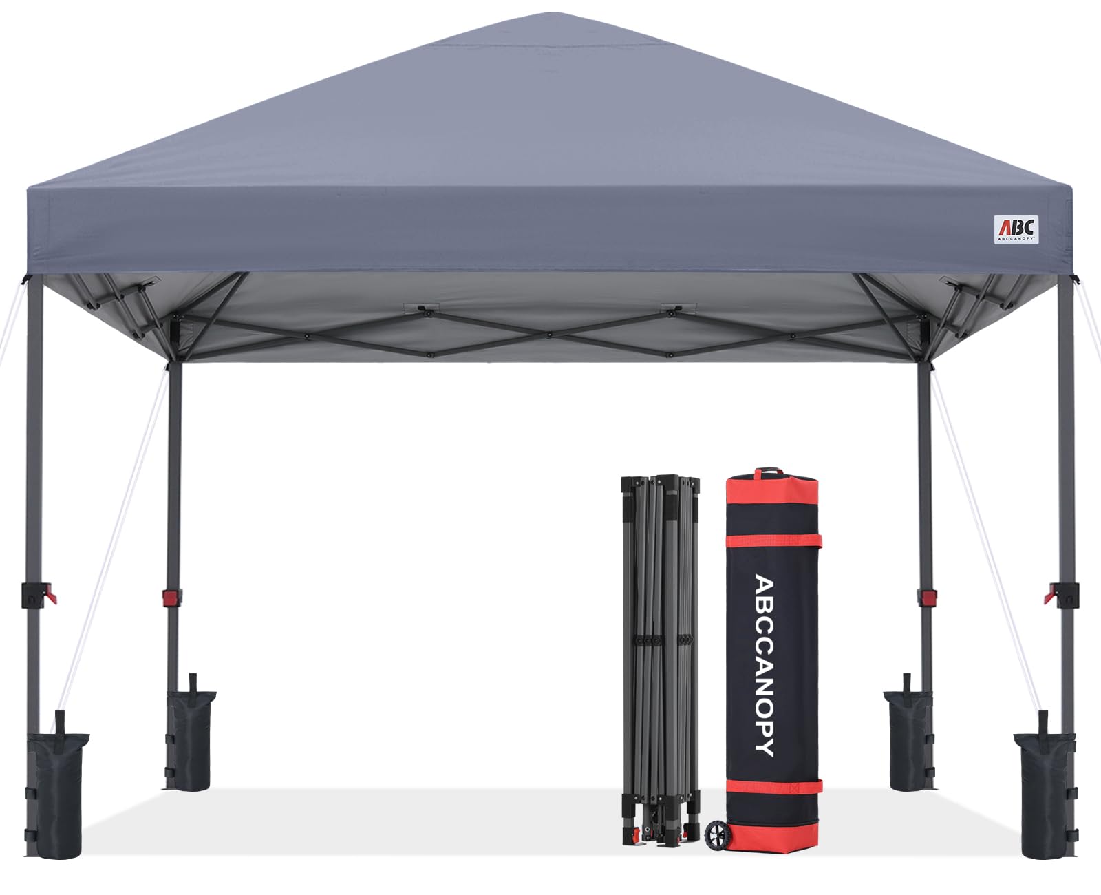 ABCCANOPY 10x10 Pop Up Canopy - Outdoor Patio Portable Canopy Tent Gazebo Heavy Duty for Backyard and Deck with 4 Sandbags and 8 Stakes (Gray)