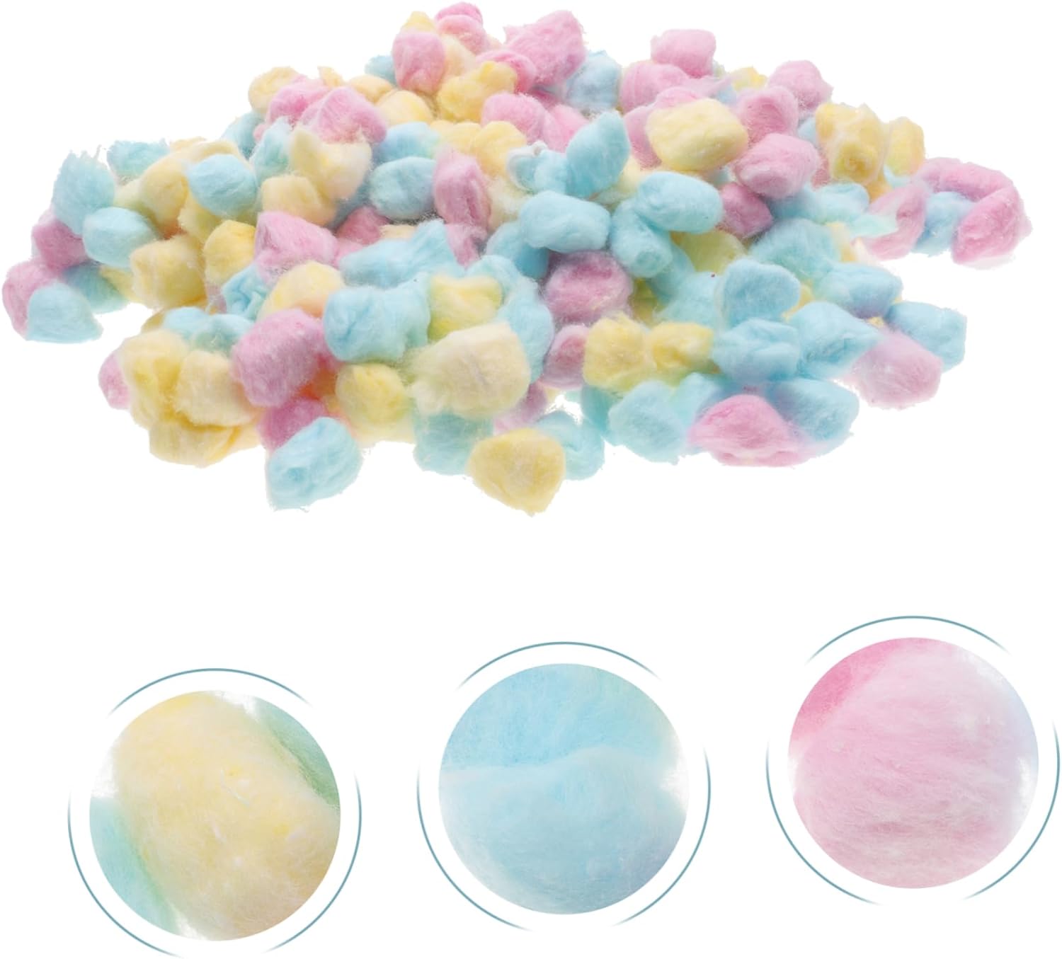 Cotton Balls for Face Newborn-Friendly Soft Absorbent Multi-Purpose for Cleaning Makeup Crafts Pink Yellow Blue