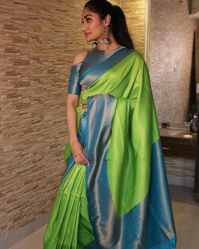 Image of ZECVA Women's Art Lichi Indian Traditional Style Silk Saree With Unstitched Blouse Piece
