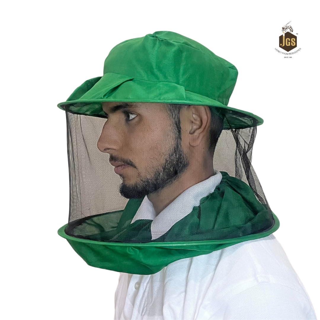 JGS Bee Cap Honeybee Cap | Bee Veil for Protection of Face from Honey Bee Sting | Sting Protection for Neck and Face (Green) - Image 7 thumbnail