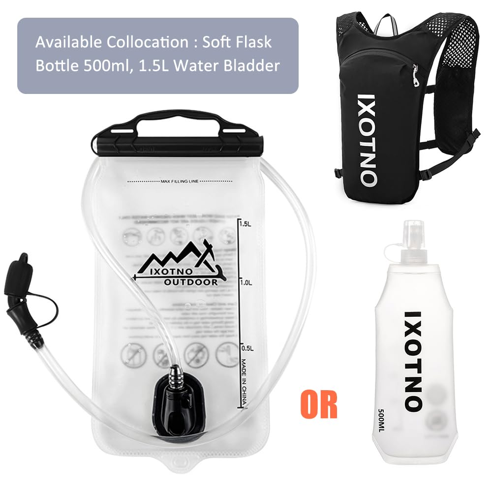 Trinkweste, Rucksack, 5 l, leicht, Laufweste, Rucksack, verstellbare Brustgurte, Trinkweste, mit Wasserblasentasche oder weicher Flasche