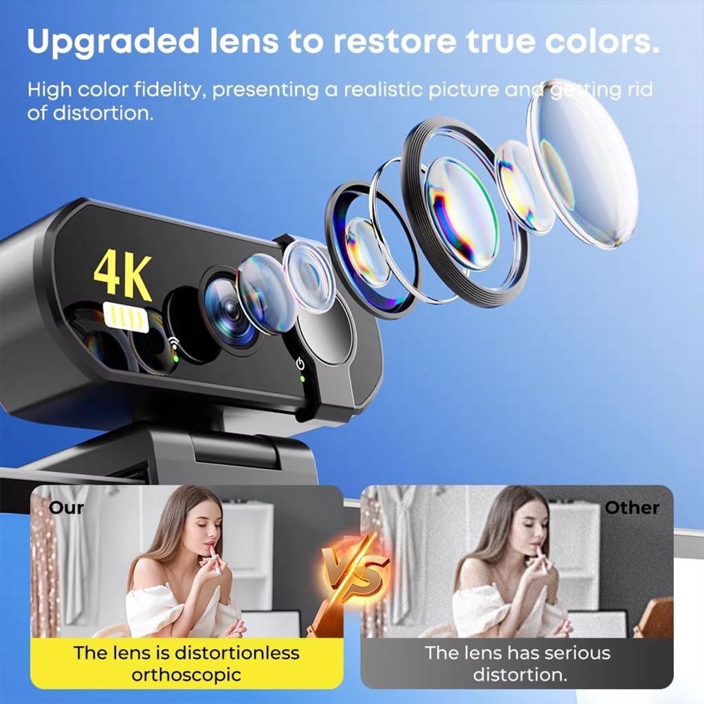 Kamera Internetowa 4K Ultra HD Do Komputera, Kamera Do Transmisji Strumieniowej,kamera Internetowa USB Typu Plug & Play Do Laptopów,komputerów PC, Komputerów Mac(4K+stand)
