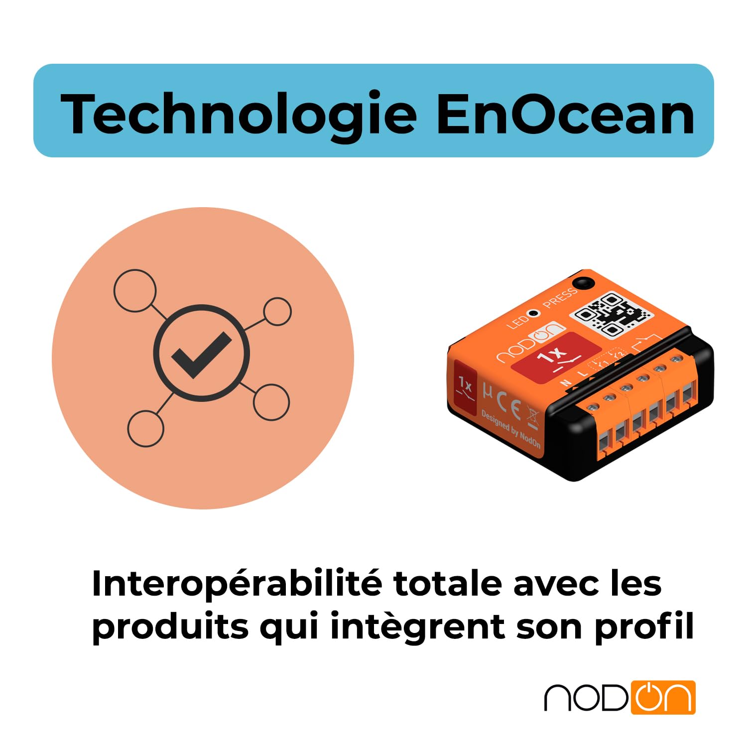NodOn - EnOcean Module Multifonction pour Maison Connectée - 1 x 10A | 1 Canal Contact Sec - Contrôle Chaudière, Porte Garage, Chauffe-eau, Lumières - Compatible Jeedom, eedomus, MyUbiwizz