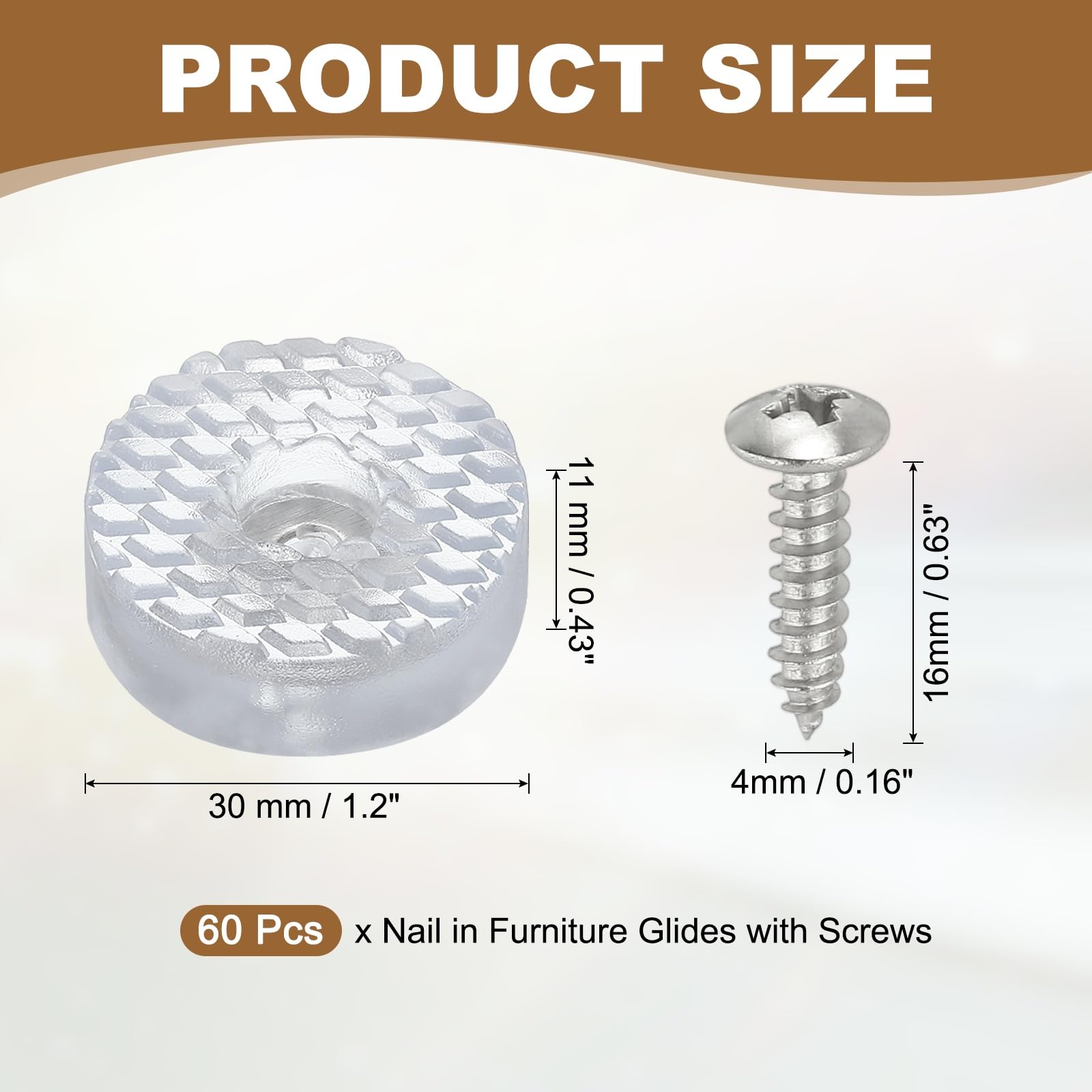 PATIKIL 30mm Screw-On Rubber Feet for Furniture 60 Pcs Non Slip Furniture Pads Chair Glides Table Leg Protectors for Hardwood Floor Cutting Board Electronics Clear - Image 2