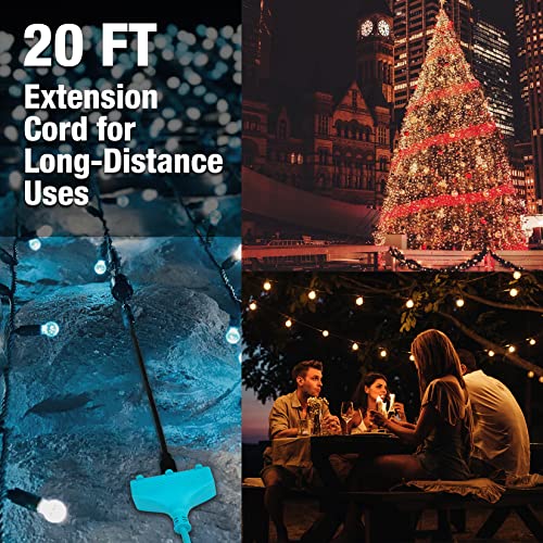 Duratech Extension Cord 20 Ft, Outdoor Extension Cord With Multiple Outlets, 16/3 Sjtw, 13 Amps, 3 Prong Outlets, Heavy Duty Extension Cord Power Strip, Blue #TOP7