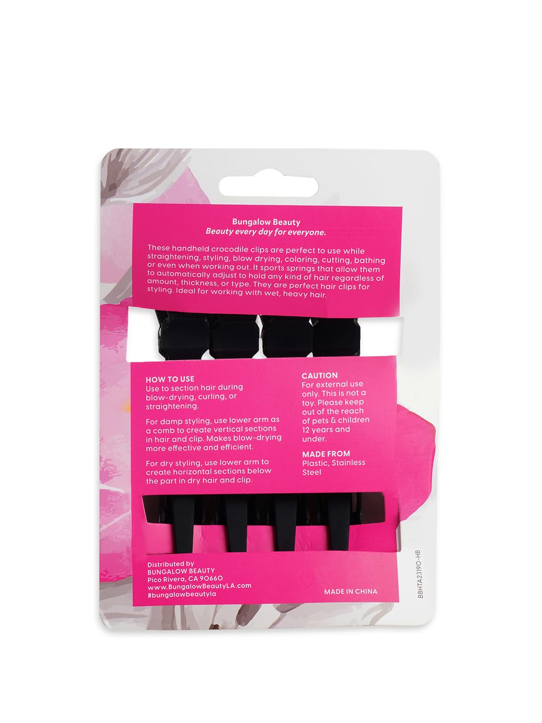 BUNGALOW BEAUTY Professional Hair Sectioning Crocodile Hairdressing Clips For Women (Pack Of 4), Black 2
