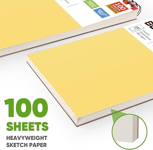 Miniatura 4 de Soucolor Cuaderno de bocetos de 9 x 12 pulgadas, 1 paquete de 100 hojas encuadernadas en espiral, libre de ácido (68 libras3.53 ozm), libro de