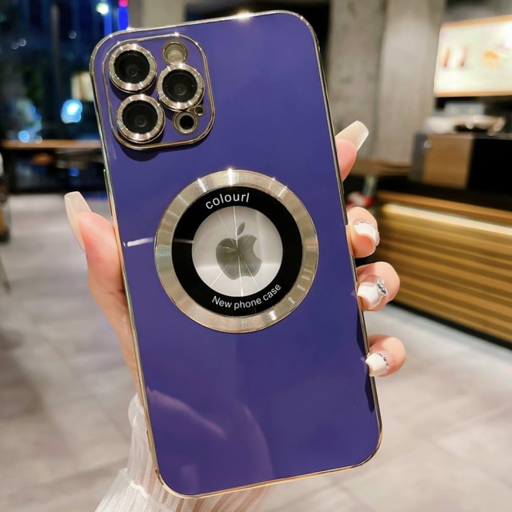 Étui de charge sans fil magnétique pour iPhone 13 Pro coque violette - 7