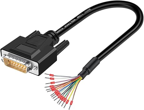 PENGLIN DB15 Male RS232 D-SUB 15pin Serial Extension Cable 1.5m 26AWG 15pin Solderless Breakout Connector with Bare End Cable 15pin Terminal Cable Male