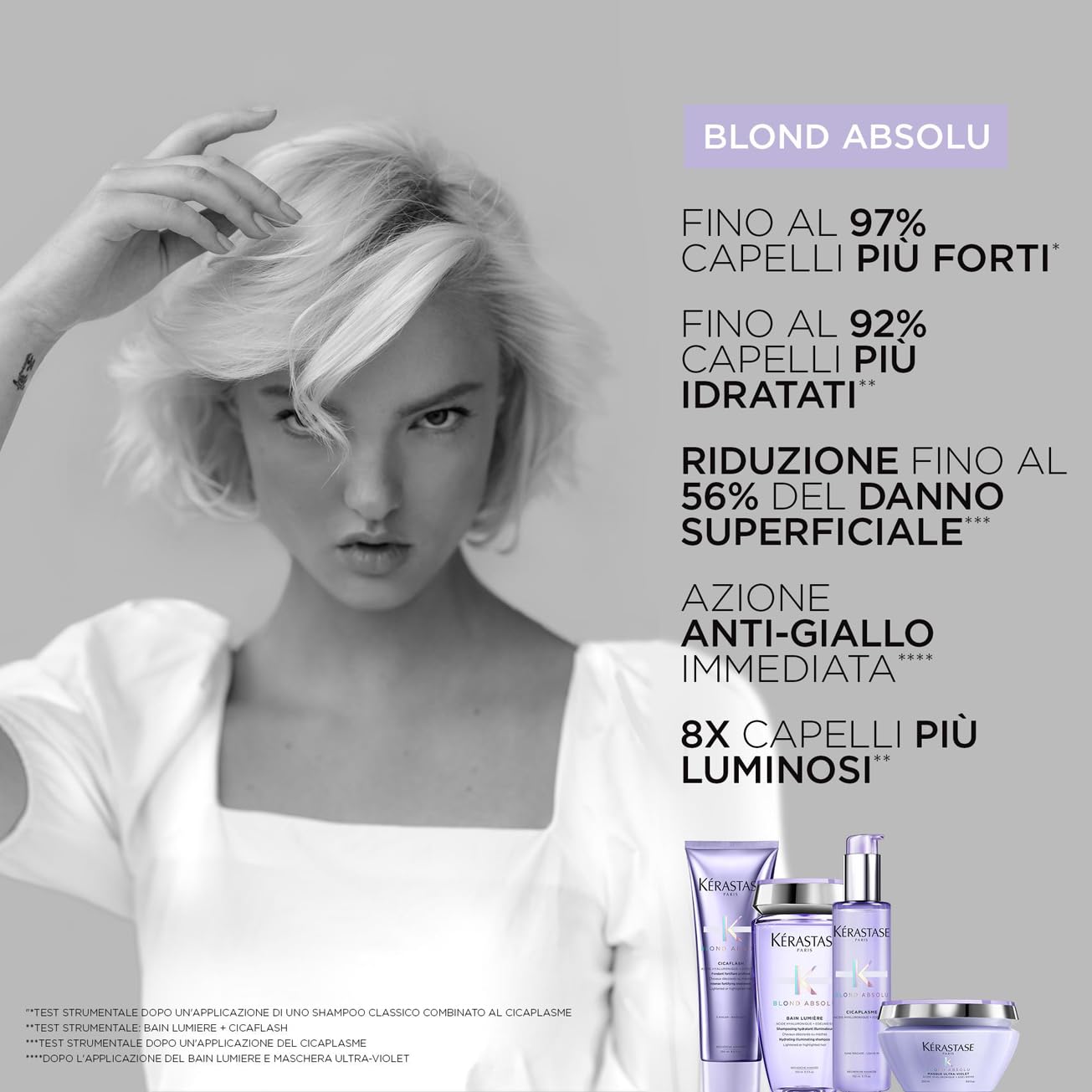 Kérastase, Blond Absolu, Routine Riparatrice, Per Capelli Danneggiati, Biondi Decolorati & Sensibilizzati, Con Acido Ialuronico, Shampoo Bain Lumière + Balsamo Cicaflash
