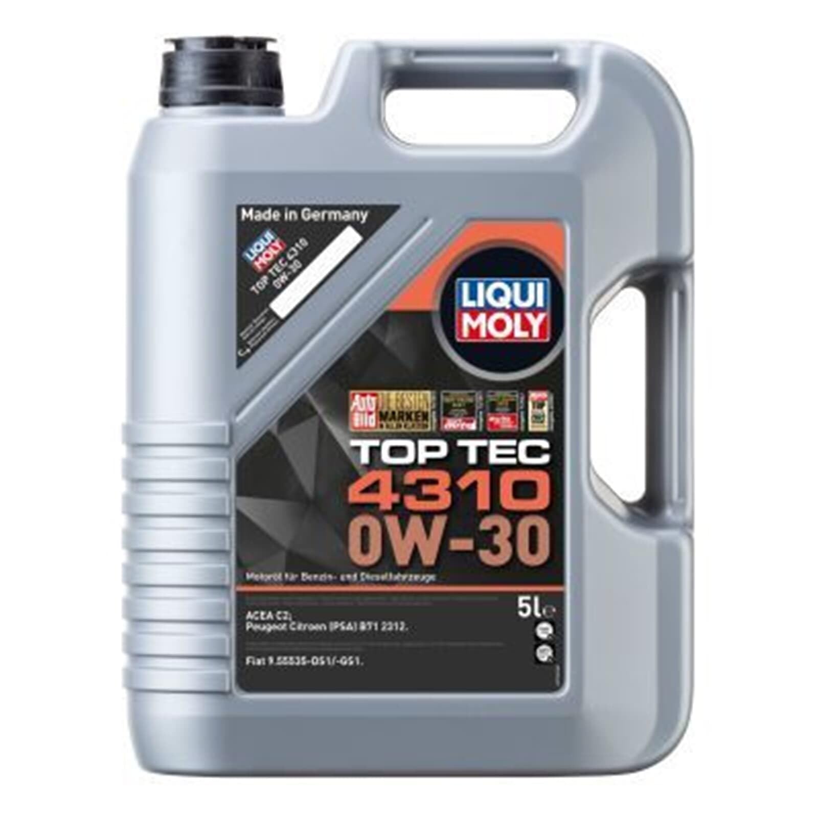 LIQUI MOLY Aceite de motor 0W-30 Top Tec ACEA C2 4310 5L Compatible con PEUGEOT 208 I Hatchback CA, CC 2008 I A94, CU 107 Hatchback PM, PN, KIA RIO III UB, CITROËN C1 PM, PN | 3736 / 2362, Top Tec 4310 0W-30