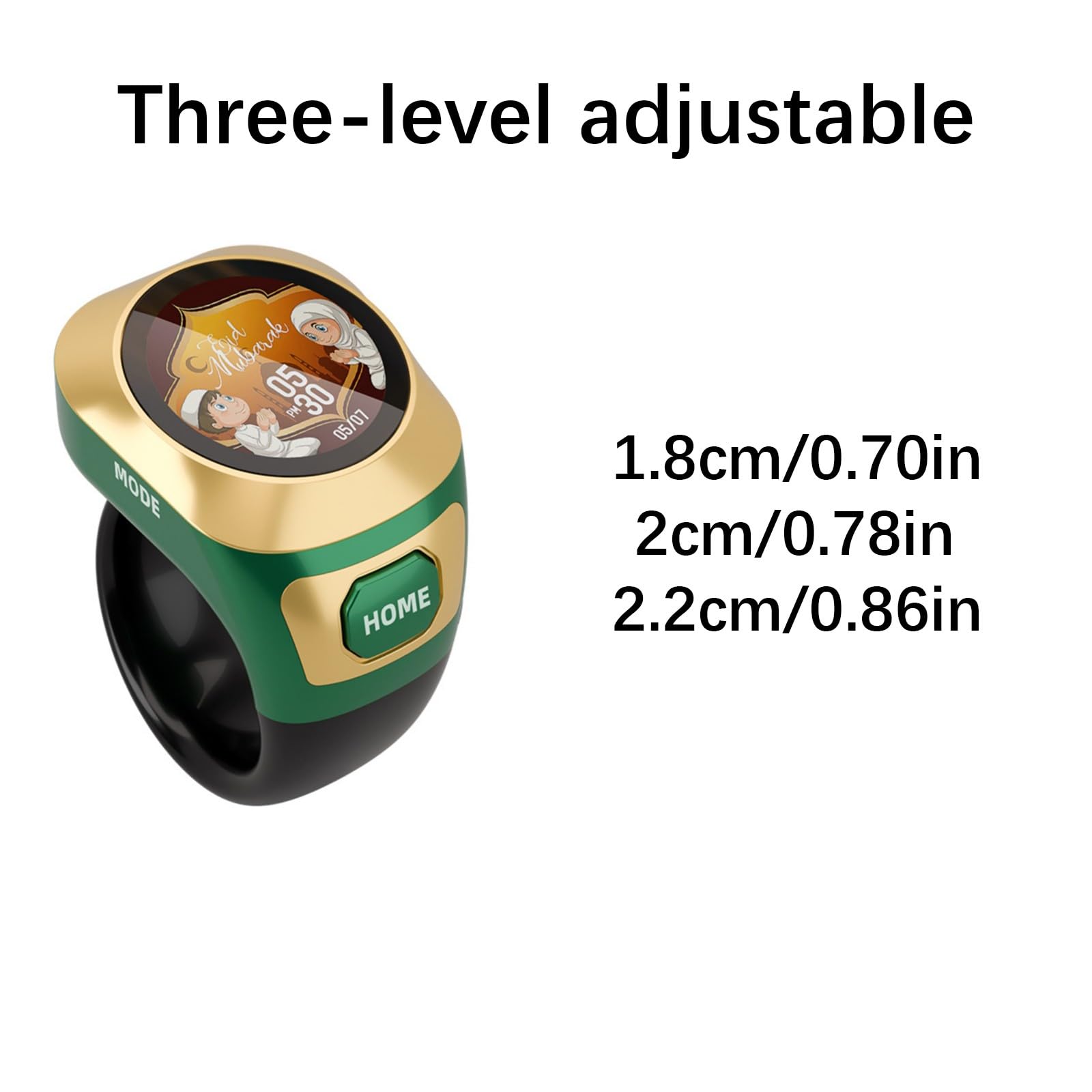 Anillos digitales LED multicolor con 3 tamaños ajustables Tasbih con conexión de aplicación en tiempo real, contador de cuentas de mano