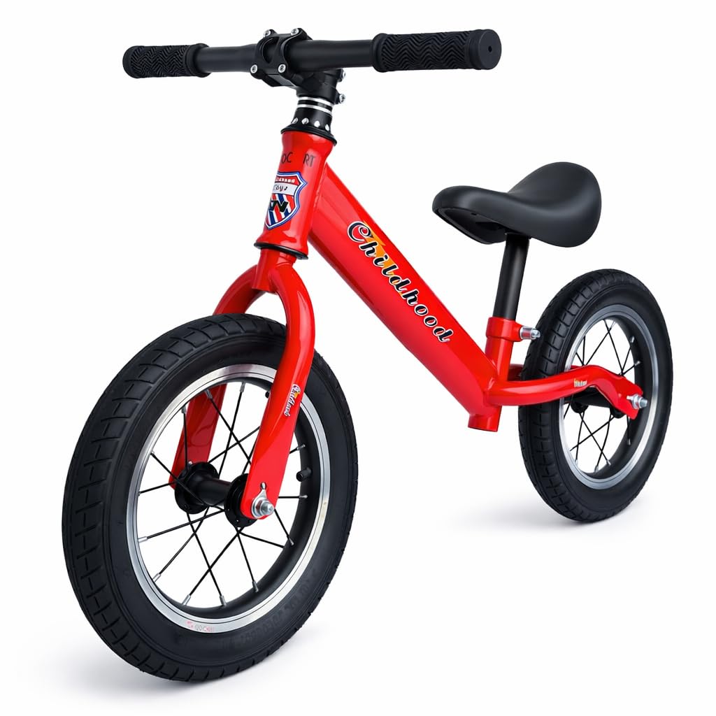 Lightweight Pedal Free Adjustable Seat Spokes Wheel Balance Bmx Bike Bicycle For Girls And Boys (Red, Black), Rigid