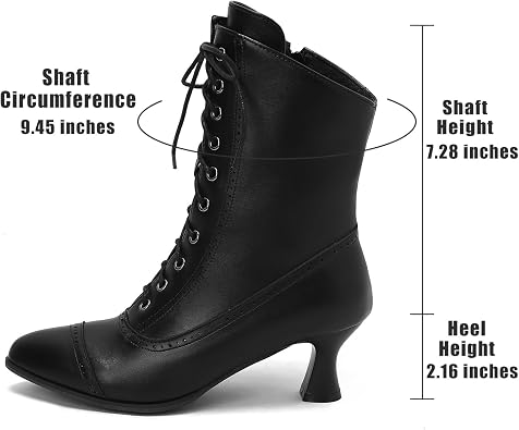 Seborluys Women Vintage Victorian Lace Up Boots Kitten Heel Ankle Boots Pointed Toe Mid Heel Booties With Zipper Wedding Bridal Costume…