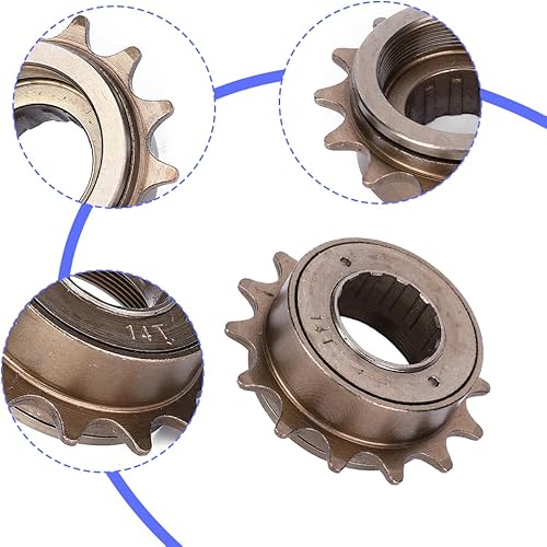 Miniatura 6 de Joyzan Rueda libre de una sola velocidad, piñón de volante de bicicleta 14T Metal de engranaje fijo Kit de conversión de piezas de bicicleta tipo