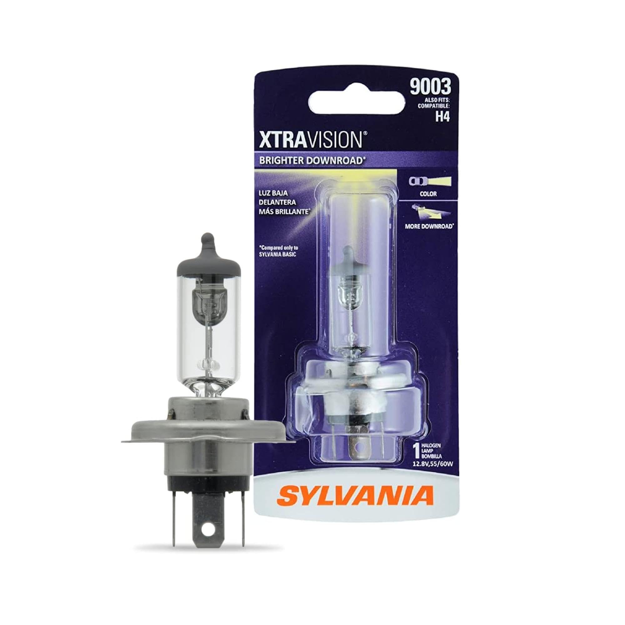 SYLVANIA - 9003 XtraVision - High Performance Halogen Headlight Bulb High Beam Low Beam and Fog Replacement Bulb