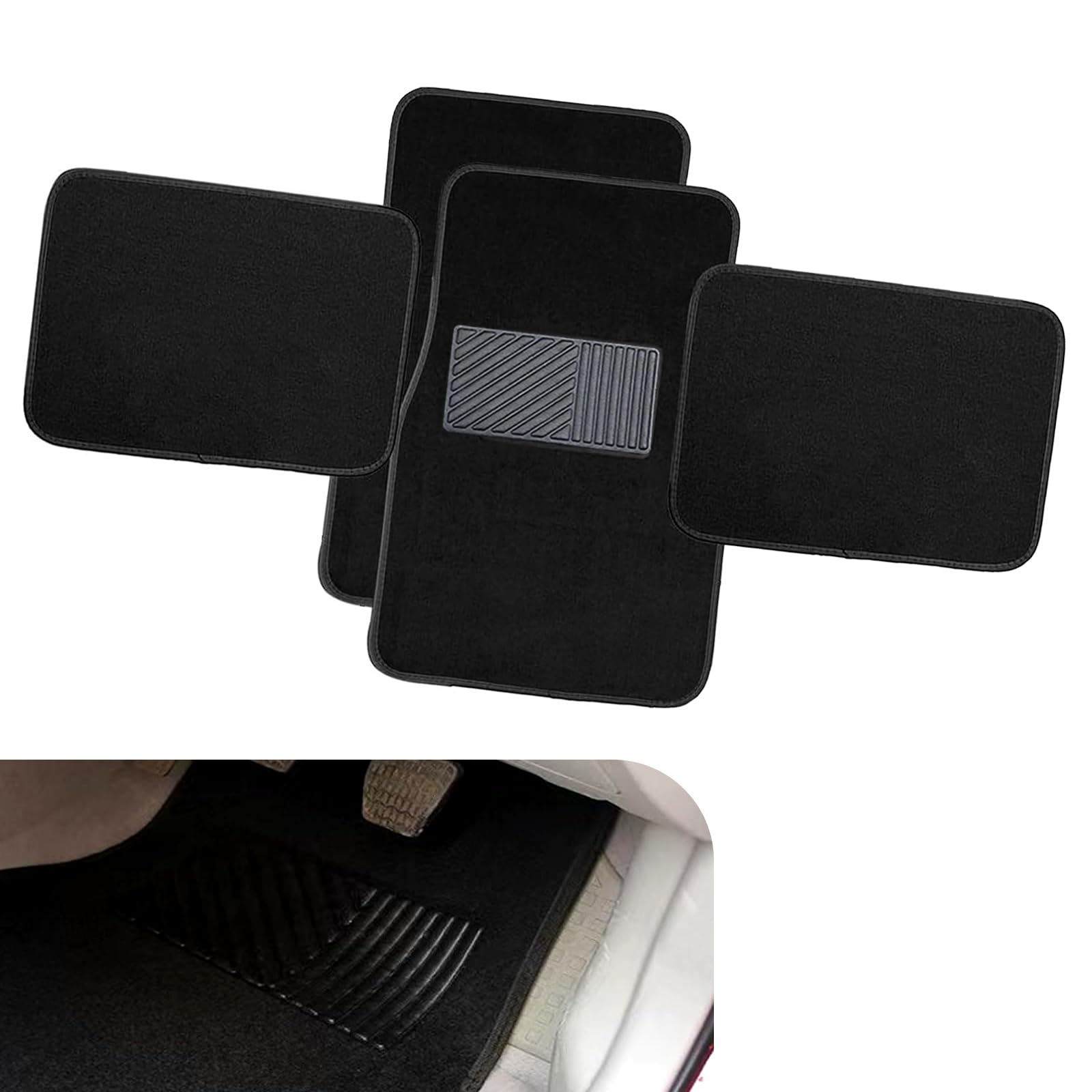 4 PCS Car Carpet Floor Mat PVC Anti-slip Flame-retardant Car Mats Breathable Comfort Front Rear Carpet Mat Set