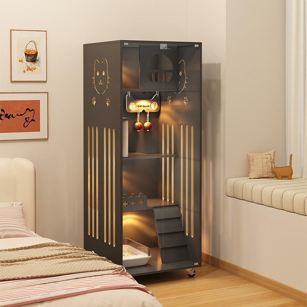 villa per gatti Elegante gabinetto for gatti panoramico Premium Cat Villa, grande Per interni