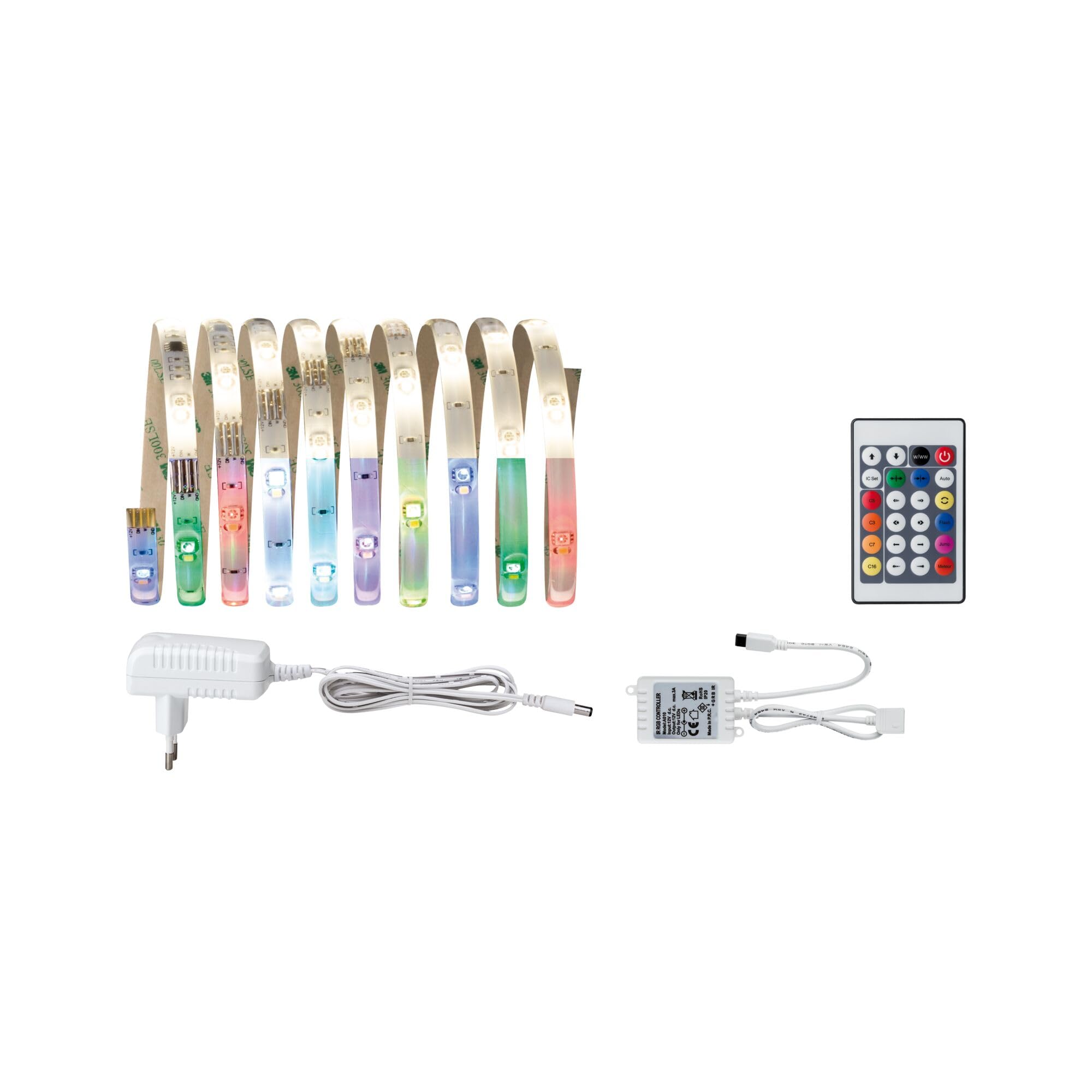 Paulmann 70696 Digital LED Strip zestaw RGBW 3 m LED Strip 11,8W pasek św. z funkcją zmiany barwy taśma św. z pilotem