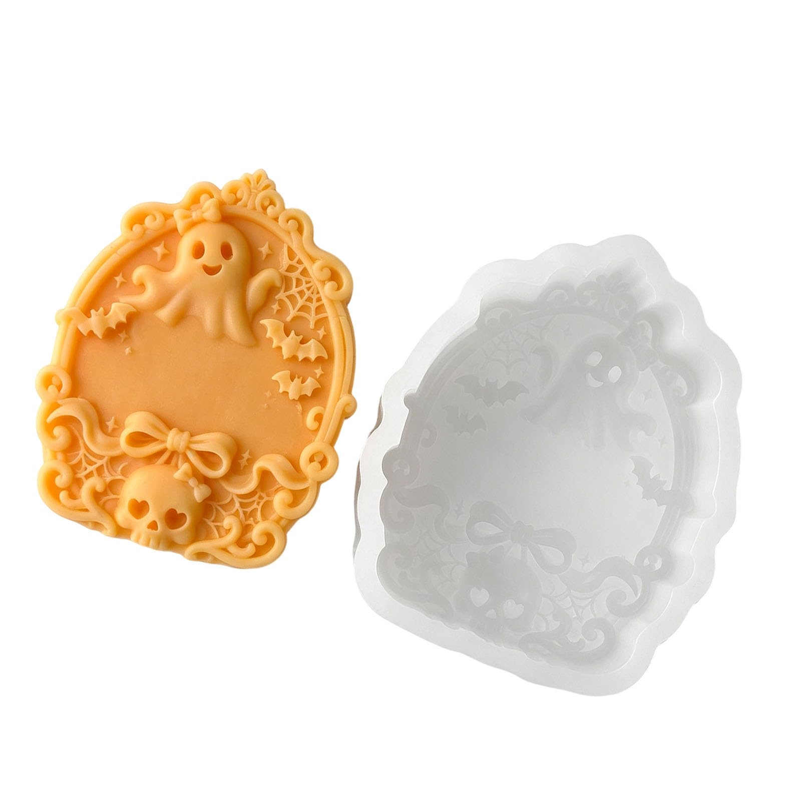 Mekalero Seasonal Sign Mold for Halloween Casting, Silicone Relief Form for Decor Projects and Display Pieces Use Silicone Halloween Mold Sign Casting Relief Form Seasonal Decor Holiday Craft