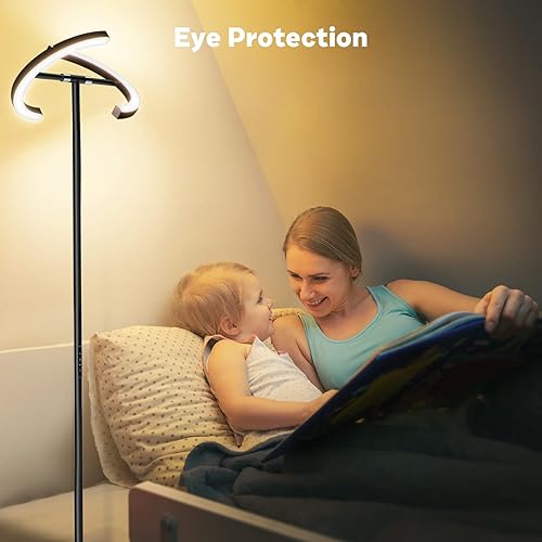 Miniatura 7 de RGBCW - Lámpara de pie que cambia de color, moderna lámpara de pie LED regulable continua con control remoto, lámparas de pie giratorias de 20 W