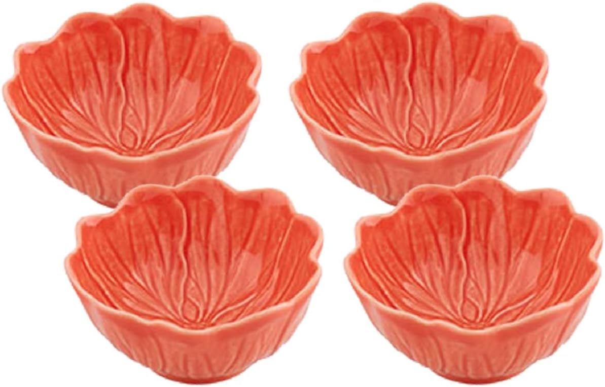 Bordallo Pinheiro Flora Small Bowl Salmon, Set of 4, Pink