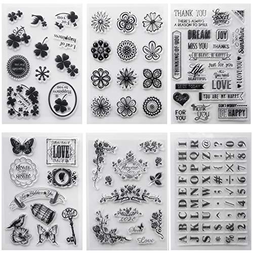 6 Sheets Reusable Transparent Silicone Clear Stamps For Scrapbooking Album Gift Cards Stamps Decoration With 1 Acrylic Board #TOP1