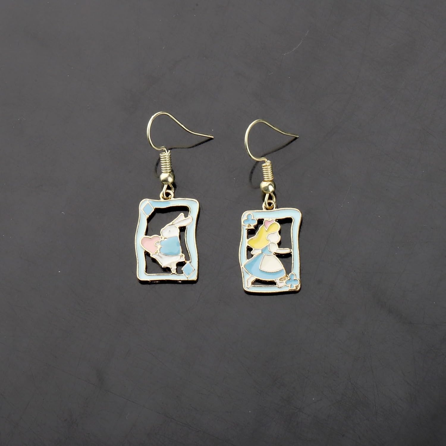 ENSIANTH Alice Fans Earrings Alice Fairy Tales Gift Alice Lover Gift White Rabbit Fans Earrings Wonderland Inspired Gifts - Image 4