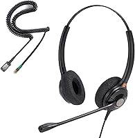 Vista 10 de IPD IPH-160 Auriculares para teléfono con micrófono con cancelación de ruido para oficina y centro de llamadas. Compatible con todos los teléfonos