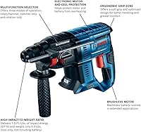 Vista 2 de BOSCH GBH18V-21N 18V Sin Escobillas SDS-plus Bulldog 34 In. Martillo giratorio (herramienta desnuda)