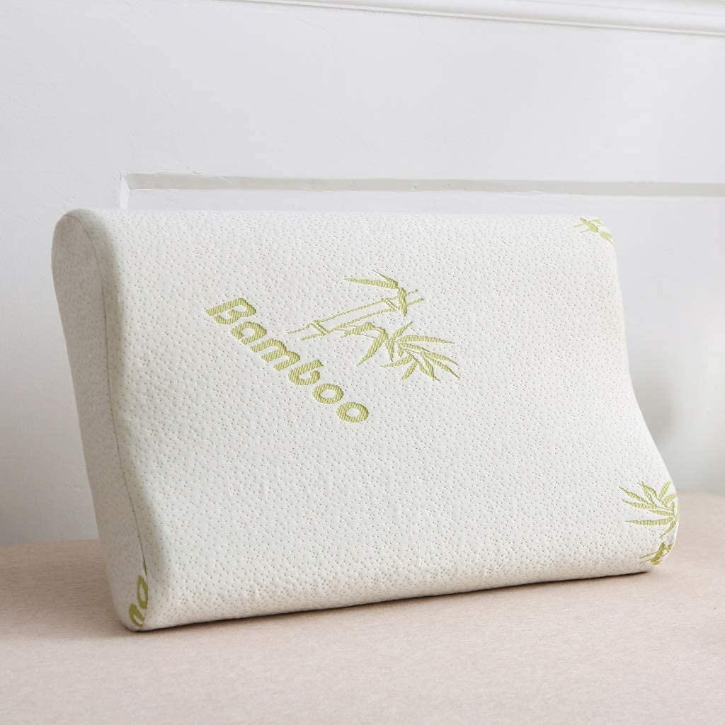 Nightzone White Contour Memory Foam Pillow With Free Bamboo Cover Cervical Massage Deep Sleep Neck Pillow Soft Support Removable Washable Cover Hypoallergenic Pillow (Contour Memory Foam Pillow)