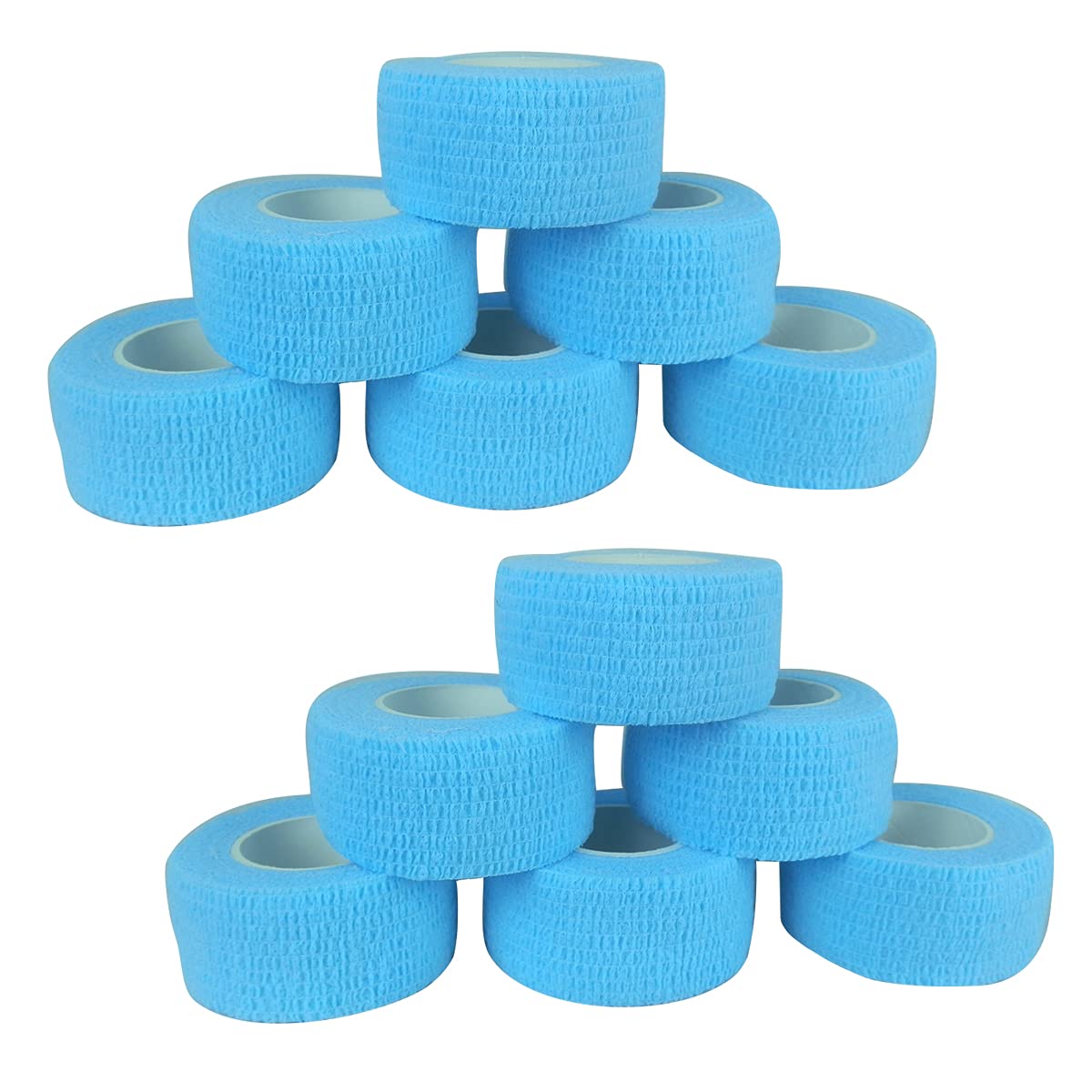 [12 Pack-1"x5Yards]MINGYUE Self Adhesive Bandage Wrap,Athletic Tape,Sports Tape,Wrist and Ankle Wrap Tape,Cohesive Bandage for Vet Tape(Light Blue)