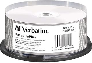 Verbatim DataLifePlus BD-R DL 50GB 8X White Inkjet Printable, 25 Pack