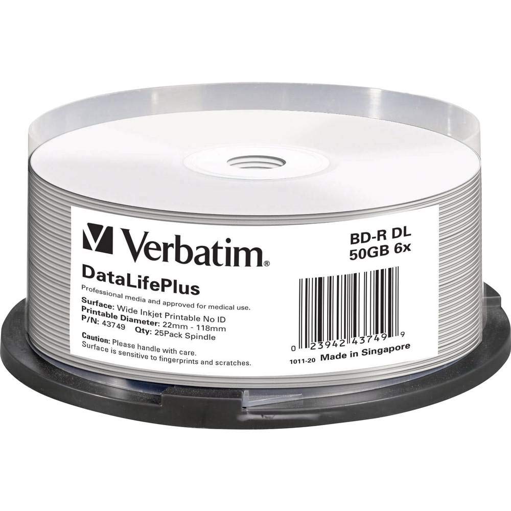 Verbatim BD-R DL 50GB 6X DataLifePlus White Inkjet Printable, Hub Printable - 25pk Spindle-picture-19