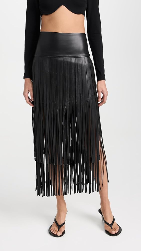 スカート Black Silk l Fringe Skirt L'AGENCE Women's Karolina Fringe Skirt, Black, 16 at Amazon