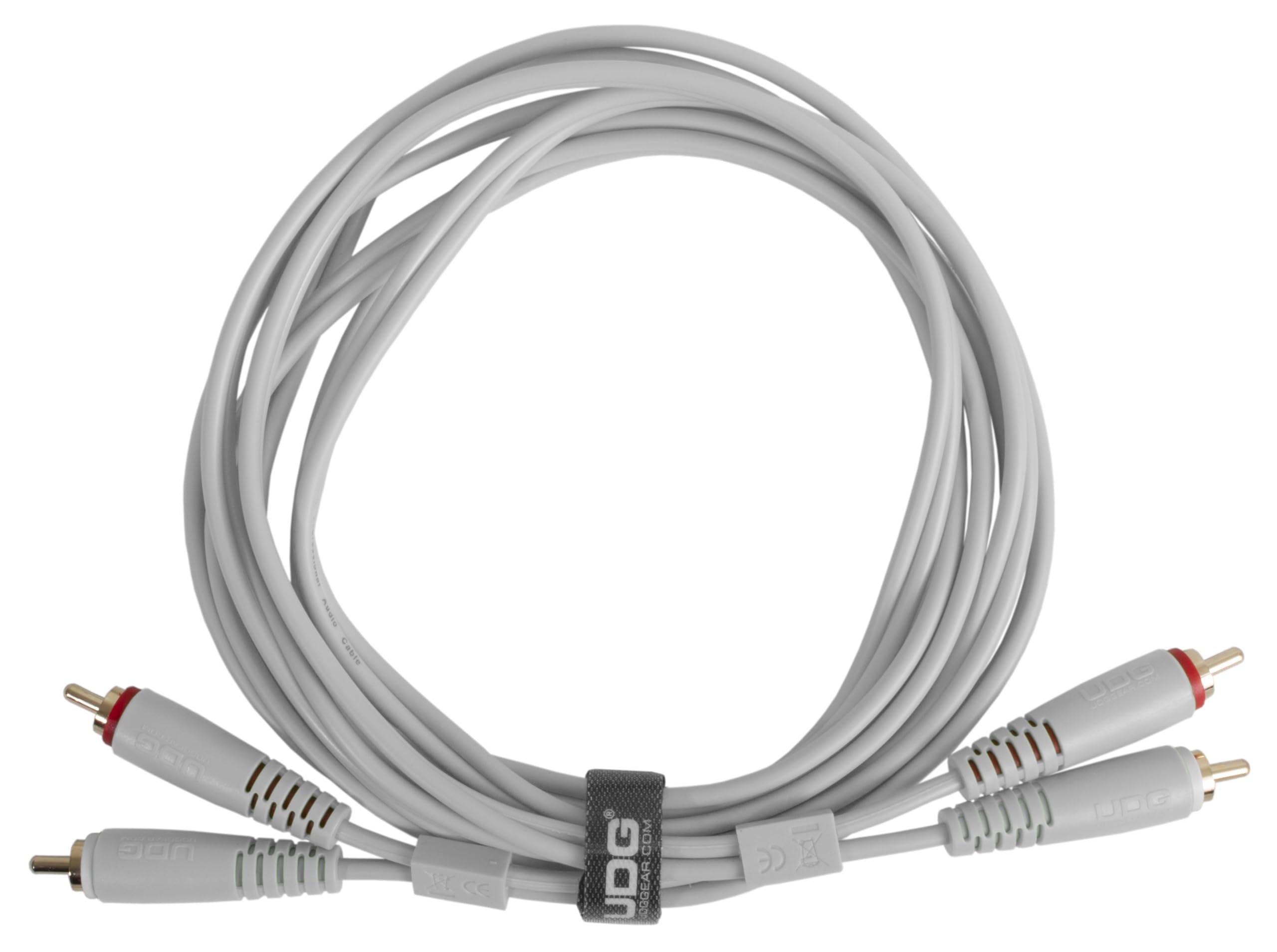 UDG Juego de cables de audio RCA - RCA blanco recto 1,5 m, compatible con todos los dispositivos de conector a conector