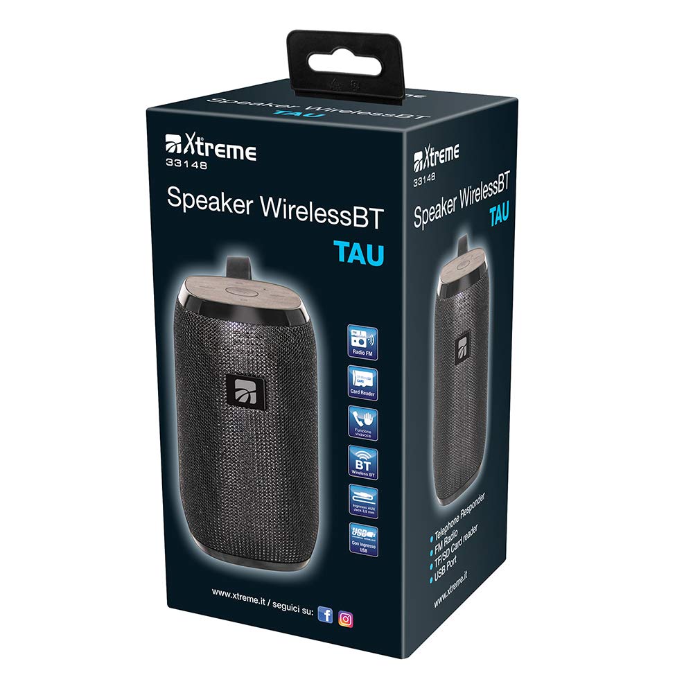Xtreme Speaker Cyborg Wireless BT Cilindrico 30W RMS Nero con Microfono, Funzione TWS, Luci LED e Batteria Ricaricabile, Ingresso USB/AUX/SD/TF - 1 Unità