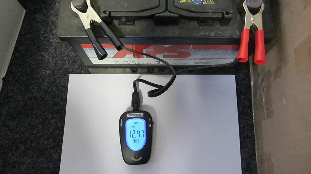 Cartrend 80127 tester baterii 12 V/24 V, z wyświetlaczem LCD podświetlanym na niebiesko