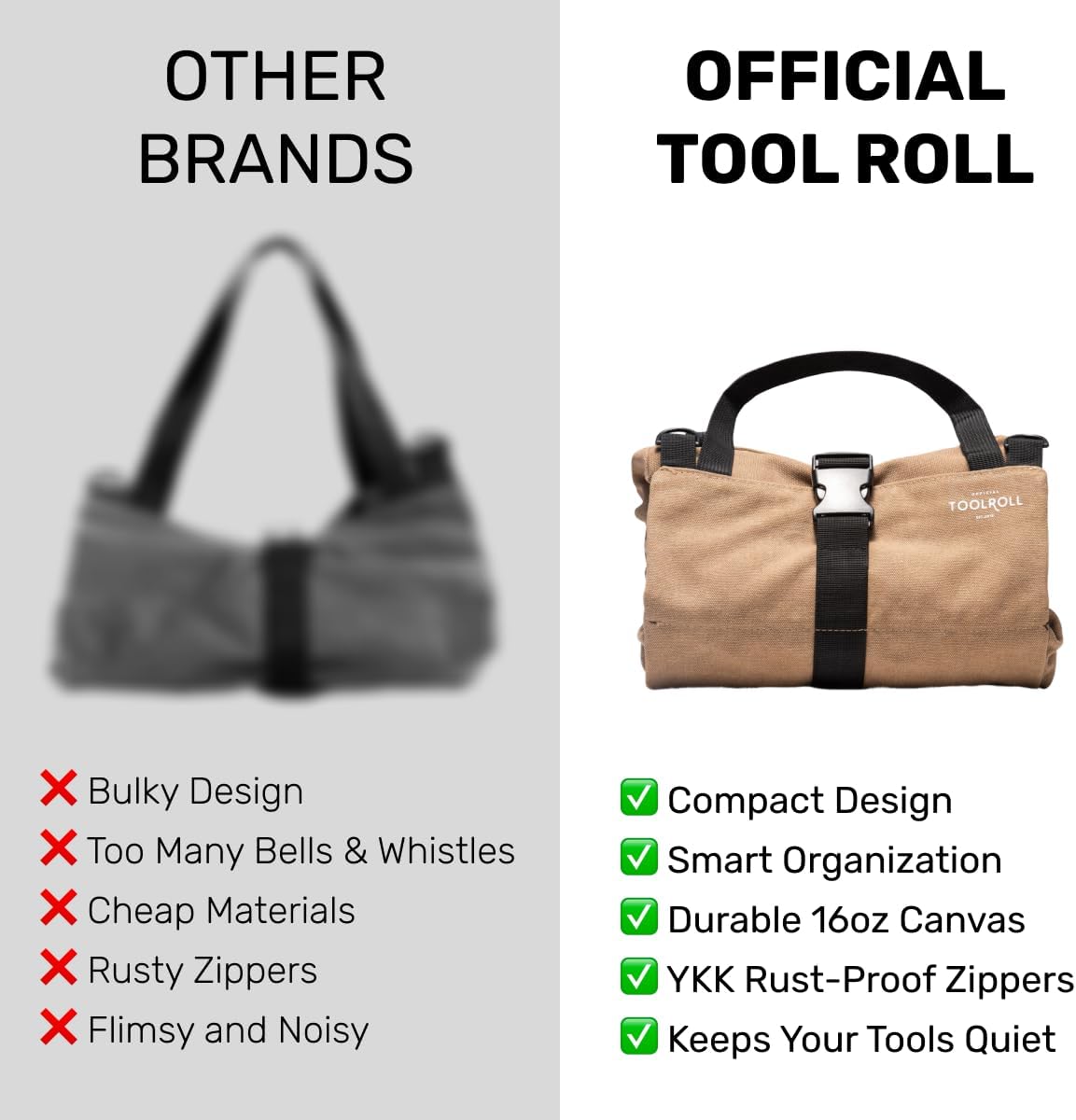 Official Legacy Tool Roll Bag - Easy to Carry 5-Pocket Roll Up Tool Bag - Durable Canvas, Rust-Proof YKK Zippers, Secure Buckle - A Loving Gift for Dads, Mechanics, Electricians & Hobbyists| ArmyGreen - Image 4