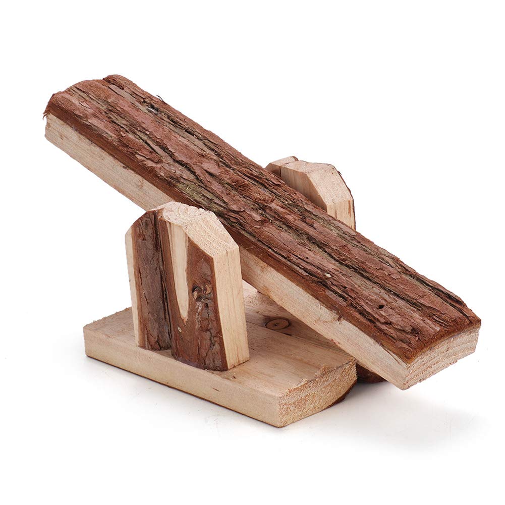 HEEPDD Wooden Seesaw for Small Animals, Wood Chewing Toy for Hamsters and Rabbits, Fun Activity Enhancer and Interactive Play Wooden Seesaw for Small Animals, Natural Nan Pet