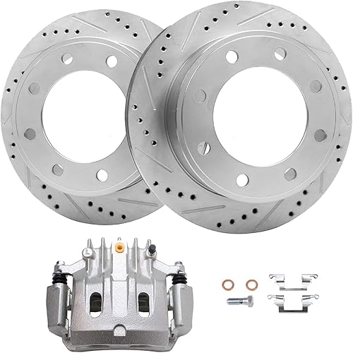 Miniatura 24 de Detroit Axle - Kit de freno delantero para Nissan Frontier Pathfinder Xterra Suzuki Equator, rotores de freno de disco perforados y ranurados